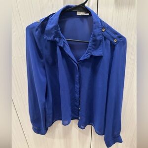 Cobalt blue button down top